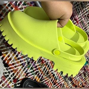 Neon green mules with strap Jeffrey Campbell bae
